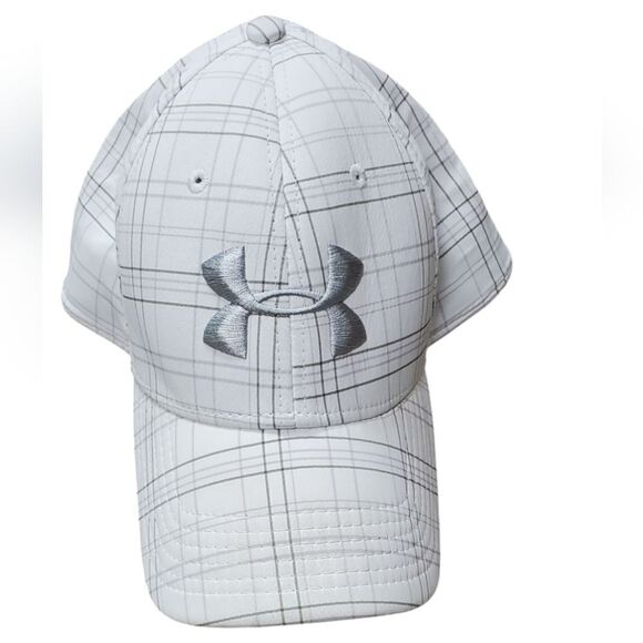 Under Armour White & Gray Plaid Golf Baseball Cap - Picture 1 of 5